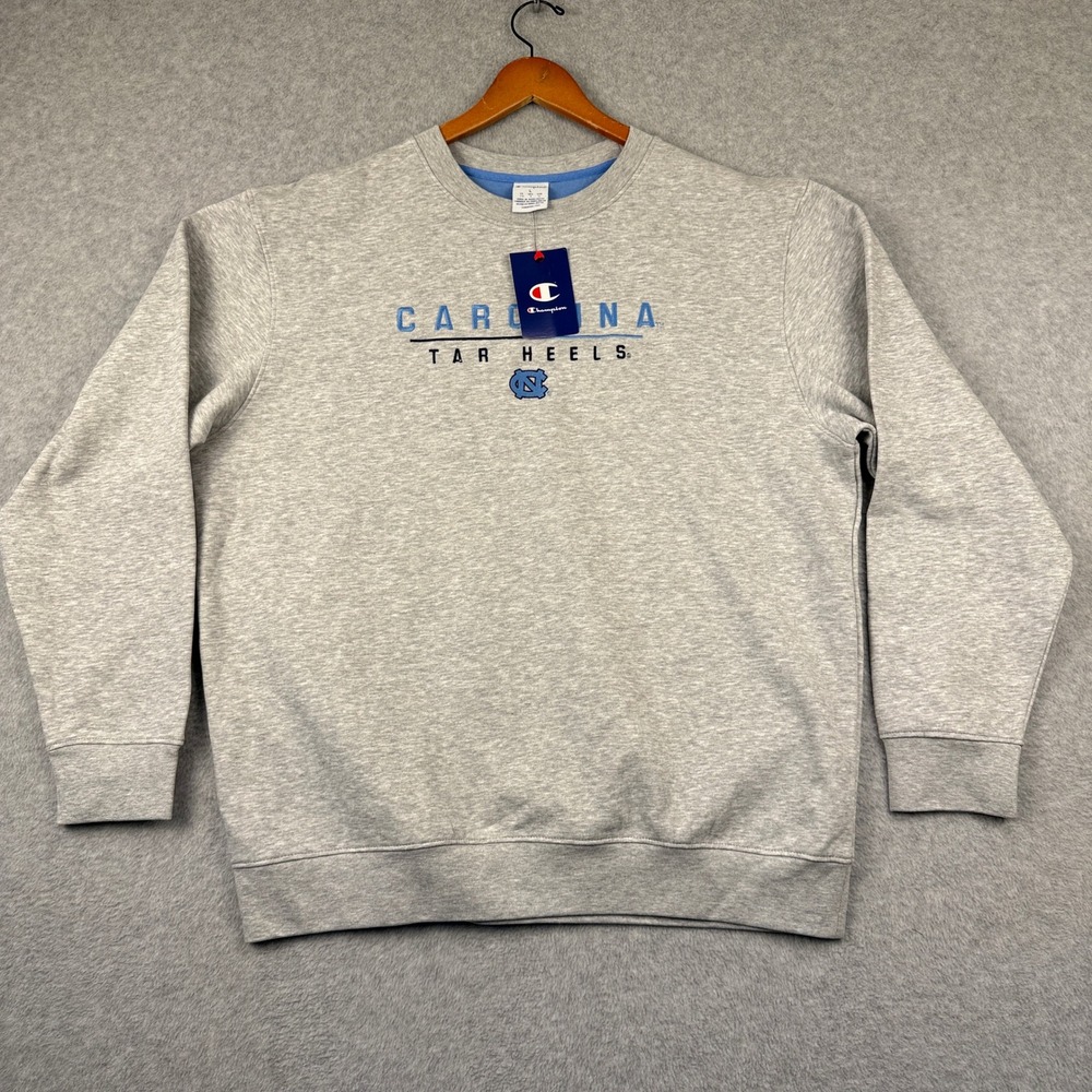 UNC Tar Heels Champion Crewneck Sweatshirt Mens L Gray Cotton Blend NWT